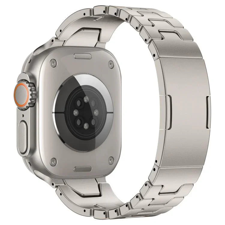 حزام ساعة من الفولاذ المقاوم للصدأ مع إبزيم فراشة سريع الفتح على شكل H، لسلسلة Apple Watch مقاسات 44مم / 45مم / 46مم / 49مم، لسلسلة Apple Watch مقاسات 42مم / 41مم / 40مم / 38مم