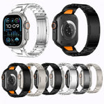 حزام ساعة من الفولاذ المقاوم للصدأ مع إبزيم فراشة سريع الفتح على شكل H، لسلسلة Apple Watch مقاسات 44مم / 45مم / 46مم / 49مم، لسلسلة Apple Watch مقاسات 42مم / 41مم / 40مم / 38مم