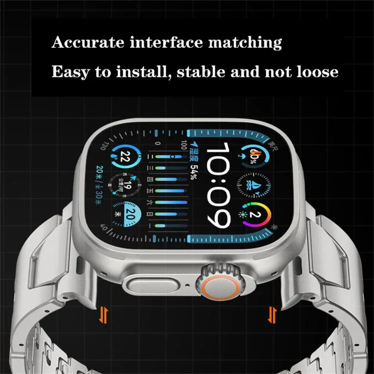 حزام ساعة من الفولاذ المقاوم للصدأ مع إبزيم فراشة سريع الفتح على شكل H، لسلسلة Apple Watch مقاسات 44مم / 45مم / 46مم / 49مم، لسلسلة Apple Watch مقاسات 42مم / 41مم / 40مم / 38مم