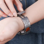 حزام ساعة من الفولاذ المقاوم للصدأ مع إبزيم فراشة سريع الفتح على شكل H، لسلسلة Apple Watch مقاسات 44مم / 45مم / 46مم / 49مم، لسلسلة Apple Watch مقاسات 42مم / 41مم / 40مم / 38مم