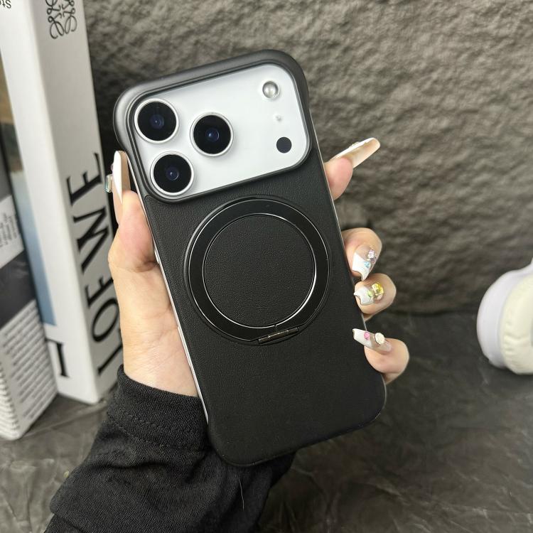 غطاء هاتف حامل MagSafe من PC بجلد بدون إطار، لهواتف iPhone 17 Pro Max، iPhone 17 Pro، iPhone 17، iPhone Air، iPhone 16 Pro Max، iPhone 16 Pro
