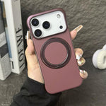 غطاء هاتف حامل MagSafe من PC بجلد بدون إطار، لهواتف iPhone 17 Pro Max، iPhone 17 Pro، iPhone 17، iPhone Air، iPhone 16 Pro Max، iPhone 16 Pro