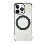 غطاء هاتف حامل MagSafe من PC بجلد بدون إطار، لهواتف iPhone 14 Plus، iPhone 14، iPhone 14 Pro، iPhone 14 Pro Max، iPhone 13 Pro Max، iPhone 13 Pro