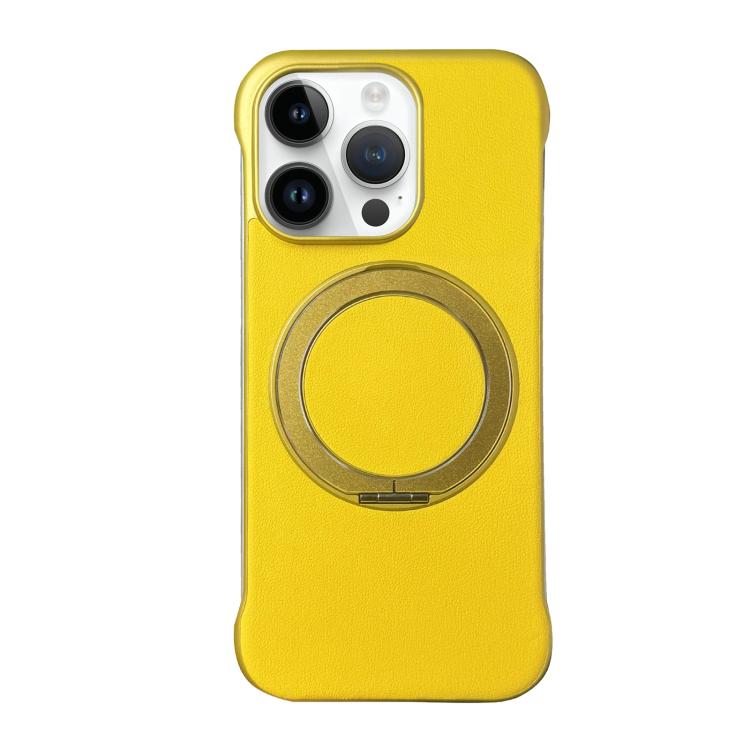 غطاء هاتف حامل MagSafe من PC بجلد بدون إطار، لهواتف iPhone 14 Plus، iPhone 14، iPhone 14 Pro، iPhone 14 Pro Max، iPhone 13 Pro Max، iPhone 13 Pro