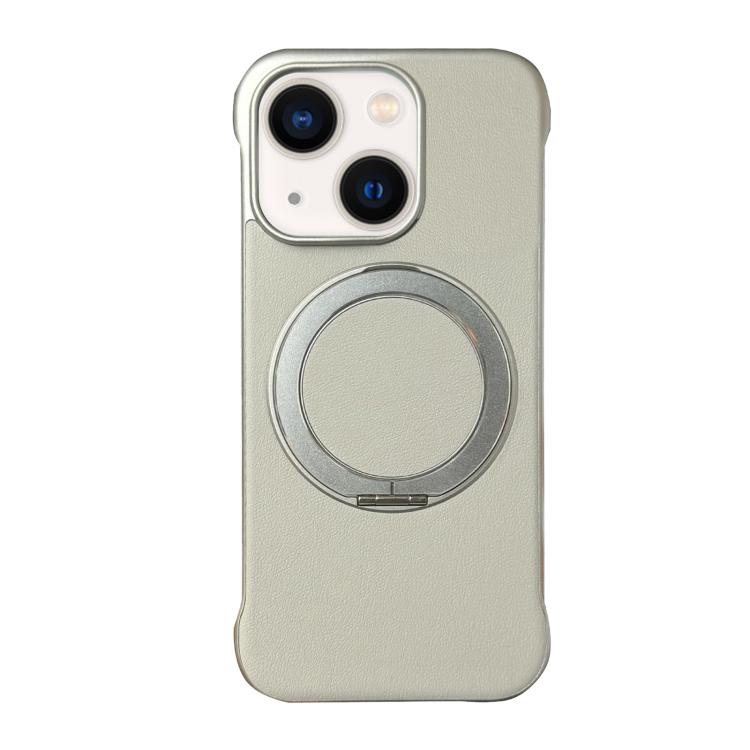 غطاء هاتف حامل MagSafe من PC بجلد بدون إطار، لهواتف iPhone 14 Plus، iPhone 14، iPhone 14 Pro، iPhone 14 Pro Max، iPhone 13 Pro Max، iPhone 13 Pro