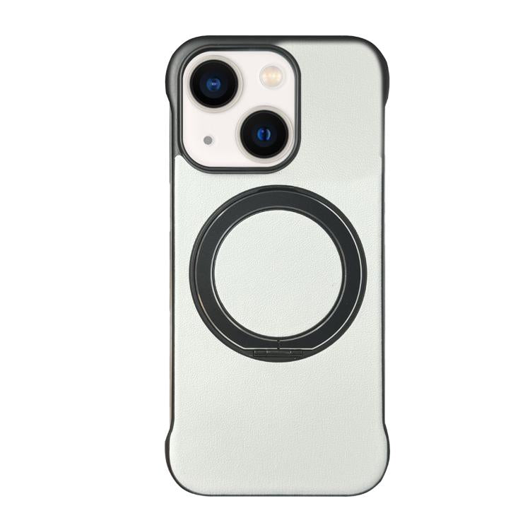 غطاء هاتف حامل MagSafe من PC بجلد بدون إطار، لهواتف iPhone 14 Plus، iPhone 14، iPhone 14 Pro، iPhone 14 Pro Max، iPhone 13 Pro Max، iPhone 13 Pro