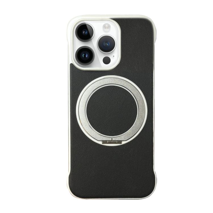 غطاء هاتف حامل MagSafe من PC بجلد بدون إطار، لهواتف iPhone 14 Plus، iPhone 14، iPhone 14 Pro، iPhone 14 Pro Max، iPhone 13 Pro Max، iPhone 13 Pro