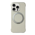 غطاء هاتف حامل MagSafe من PC بجلد بدون إطار، لهواتف iPhone 16 Plus، iPhone 16، iPhone 15 Pro Max، iPhone 15 Pro، iPhone 15 Plus، iPhone 15