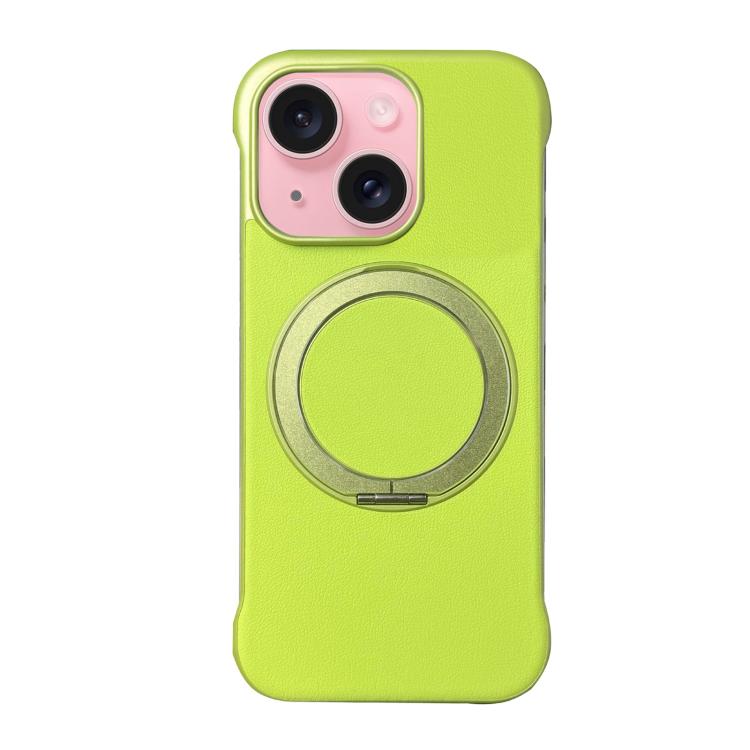 غطاء هاتف حامل MagSafe من PC بجلد بدون إطار، لهواتف iPhone 16 Plus، iPhone 16، iPhone 15 Pro Max، iPhone 15 Pro، iPhone 15 Plus، iPhone 15