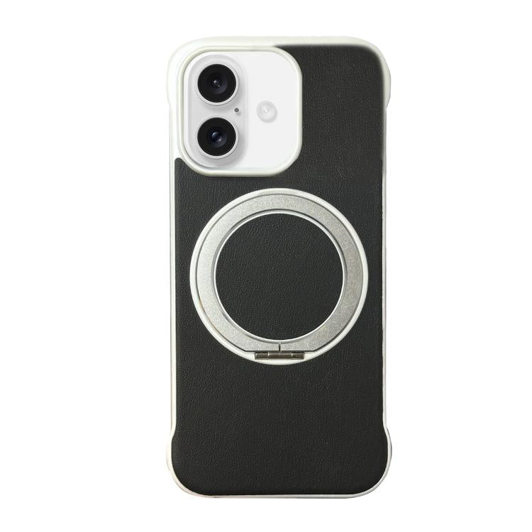 غطاء هاتف حامل MagSafe من PC بجلد بدون إطار، لهواتف iPhone 16 Plus، iPhone 16، iPhone 15 Pro Max، iPhone 15 Pro، iPhone 15 Plus، iPhone 15