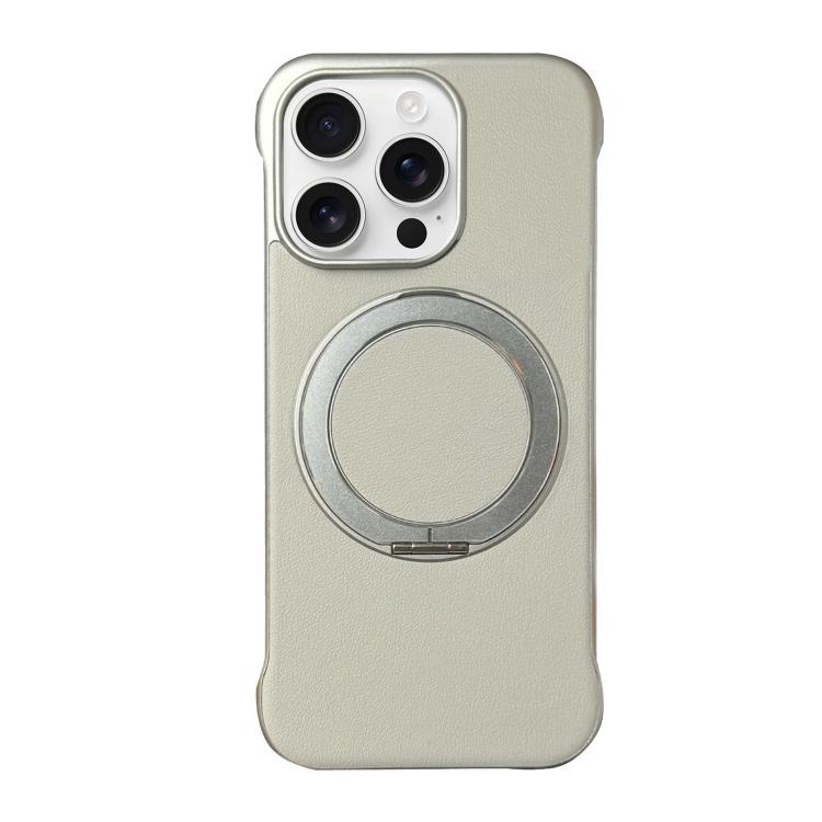 غطاء هاتف حامل MagSafe من PC بجلد بدون إطار، لهواتف iPhone 17 Pro Max، iPhone 17 Pro، iPhone 17، iPhone Air، iPhone 16 Pro Max، iPhone 16 Pro