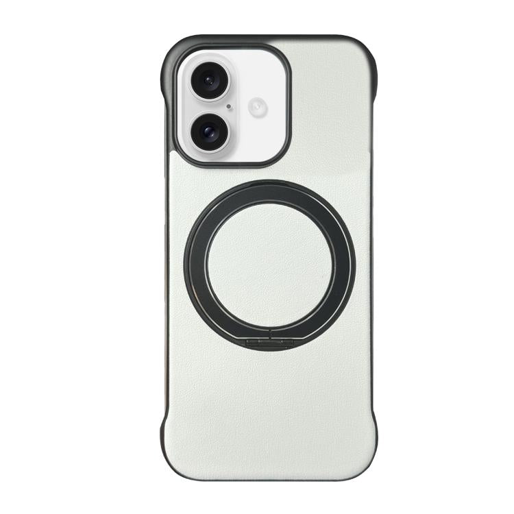 غطاء هاتف حامل MagSafe من PC بجلد بدون إطار، لهواتف iPhone 17 Pro Max، iPhone 17 Pro، iPhone 17، iPhone Air، iPhone 16 Pro Max، iPhone 16 Pro