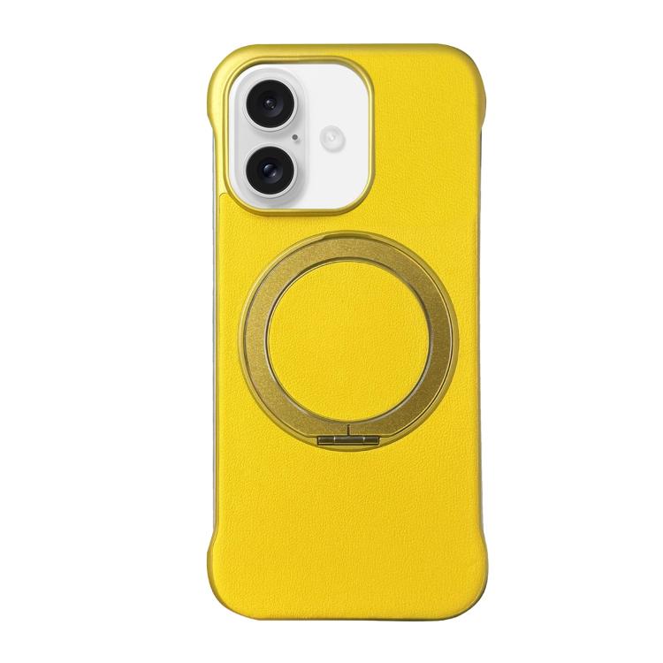 غطاء هاتف حامل MagSafe من PC بجلد بدون إطار، لهواتف iPhone 17 Pro Max، iPhone 17 Pro، iPhone 17، iPhone Air، iPhone 16 Pro Max، iPhone 16 Pro