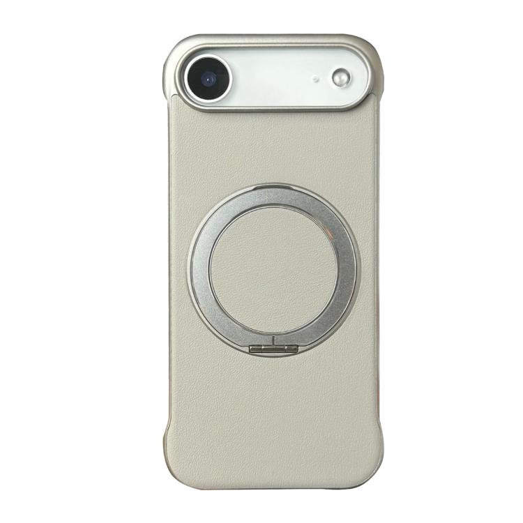 غطاء هاتف حامل MagSafe من PC بجلد بدون إطار، لهواتف iPhone 17 Pro Max، iPhone 17 Pro، iPhone 17، iPhone Air، iPhone 16 Pro Max، iPhone 16 Pro