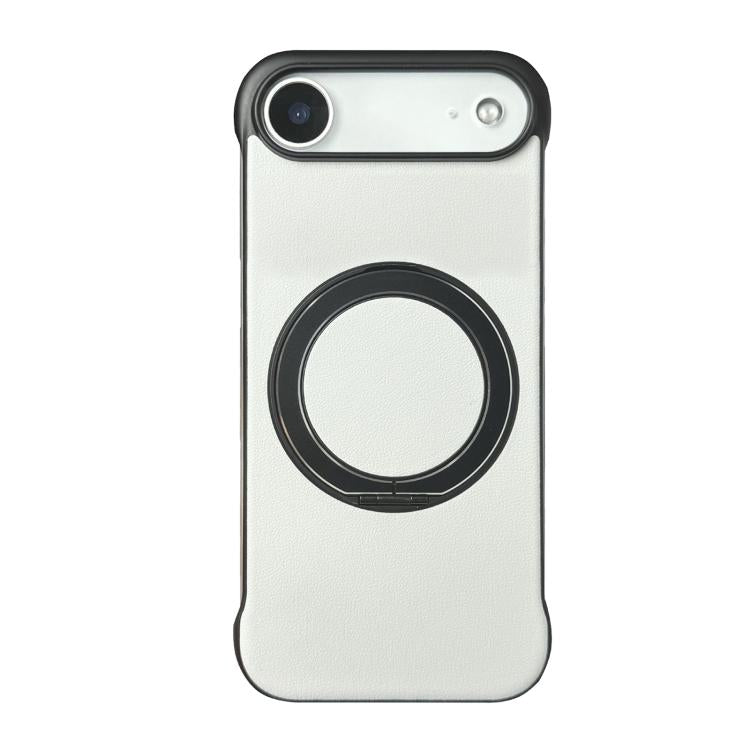غطاء هاتف حامل MagSafe من PC بجلد بدون إطار، لهواتف iPhone 17 Pro Max، iPhone 17 Pro، iPhone 17، iPhone Air، iPhone 16 Pro Max، iPhone 16 Pro