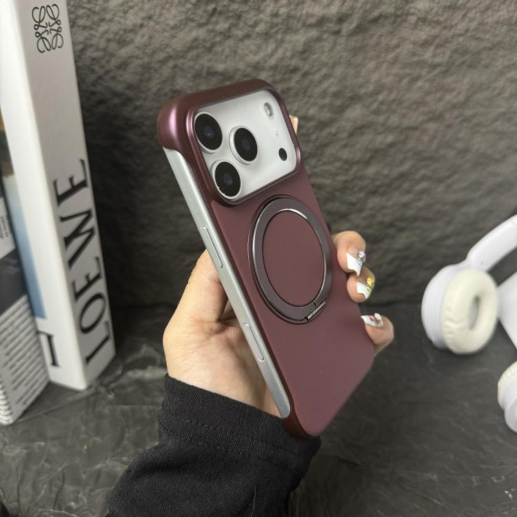 غطاء هاتف حامل MagSafe من PC بجلد بدون إطار، لهواتف iPhone 14 Plus، iPhone 14، iPhone 14 Pro، iPhone 14 Pro Max، iPhone 13 Pro Max، iPhone 13 Pro