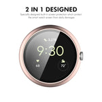 غطاء ساعة PC مدمج مع فيلم زجاج مقسى كامل التغطية من ENKAY Hat-Prince، لساعات Google Pixel Watch 4 مقاس 45مم، لساعات Google Pixel Watch 4 مقاس 41مم