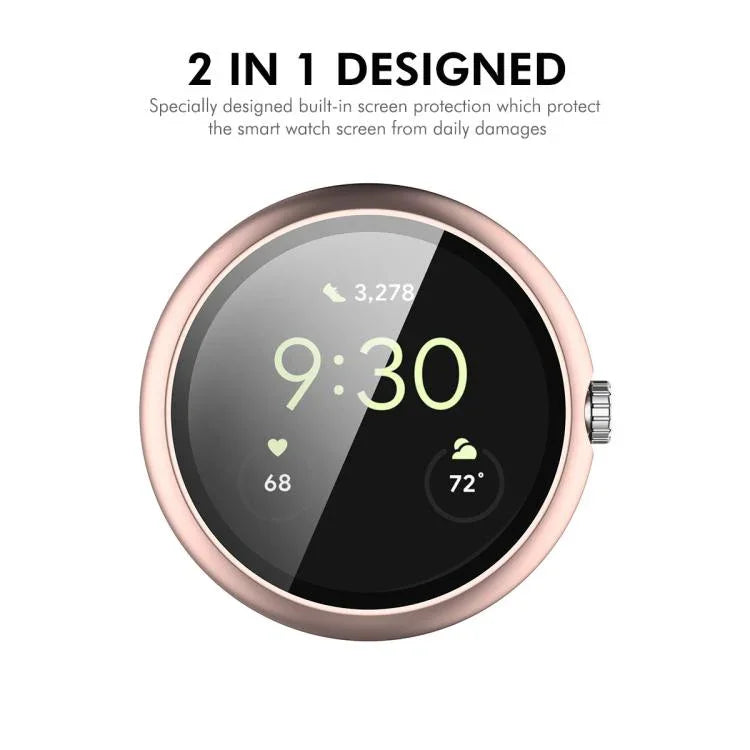 غطاء ساعة PC مدمج مع فيلم زجاج مقسى كامل التغطية من ENKAY Hat-Prince، لساعات Google Pixel Watch 4 مقاس 45مم، لساعات Google Pixel Watch 4 مقاس 41مم