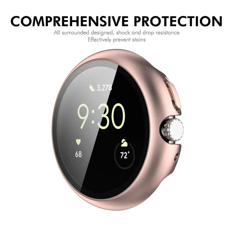 غطاء ساعة PC مدمج مع فيلم زجاج مقسى كامل التغطية من ENKAY Hat-Prince، لساعات Google Pixel Watch 4 مقاس 45مم، لساعات Google Pixel Watch 4 مقاس 41مم