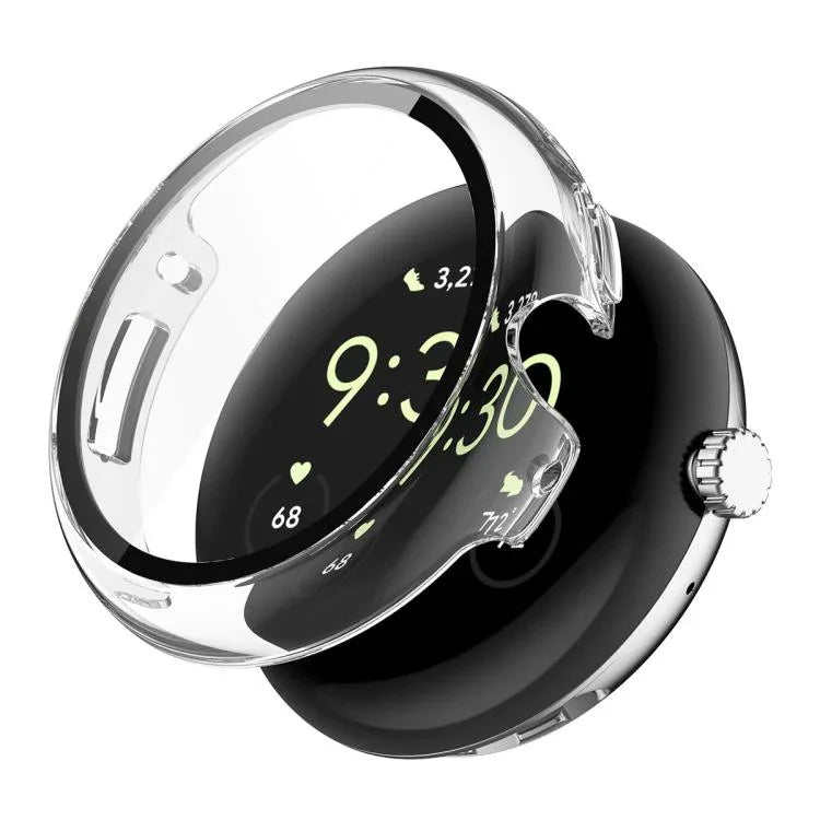 غطاء ساعة PC مدمج مع فيلم زجاج مقسى كامل التغطية من ENKAY Hat-Prince، لساعات Google Pixel Watch 4 مقاس 45مم، لساعات Google Pixel Watch 4 مقاس 41مم