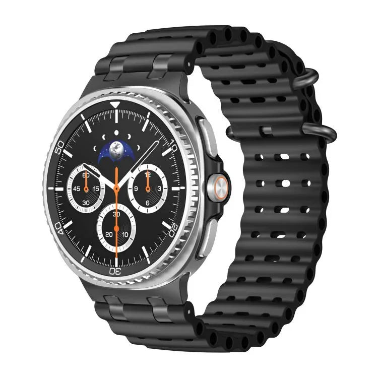Ocean Breathable Holes Black Ring Buckle Silicone Watch Band, For Samsung Galaxy Watch8 / Watch8 Classic