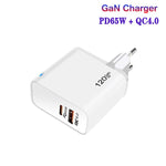 شاحن بروتوكول TE-PD65 GaN PD بقوة 65 واط + QC4.0 USB متوافق بالكامل، قابس أوروبي