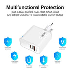 شاحن بروتوكول TE-PD65 GaN PD بقوة 65 واط + QC4.0 USB متوافق بالكامل، قابس أوروبي