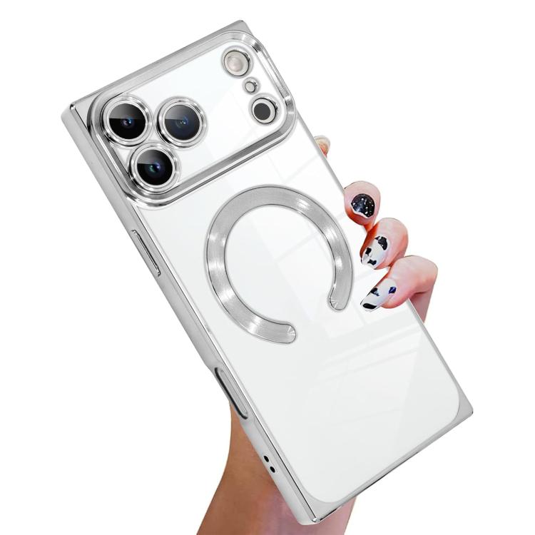 غطاء هاتف من TPU مع MagSafe بنمط قرص مضغوط مطلي كهربائياً وزوايا مربعة قائمة، لهواتف iPhone 17 Pro Max وiPhone 17 Pro وiPhone 17 وiPhone Air وiPhone 16 Pro Max وiPhone 16 Pro