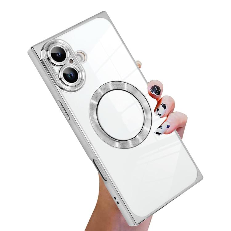غطاء هاتف من TPU مع MagSafe بنمط قرص مضغوط مطلي كهربائياً وزوايا مربعة قائمة، لهواتف iPhone 17 Pro Max وiPhone 17 Pro وiPhone 17 وiPhone Air وiPhone 16 Pro Max وiPhone 16 Pro