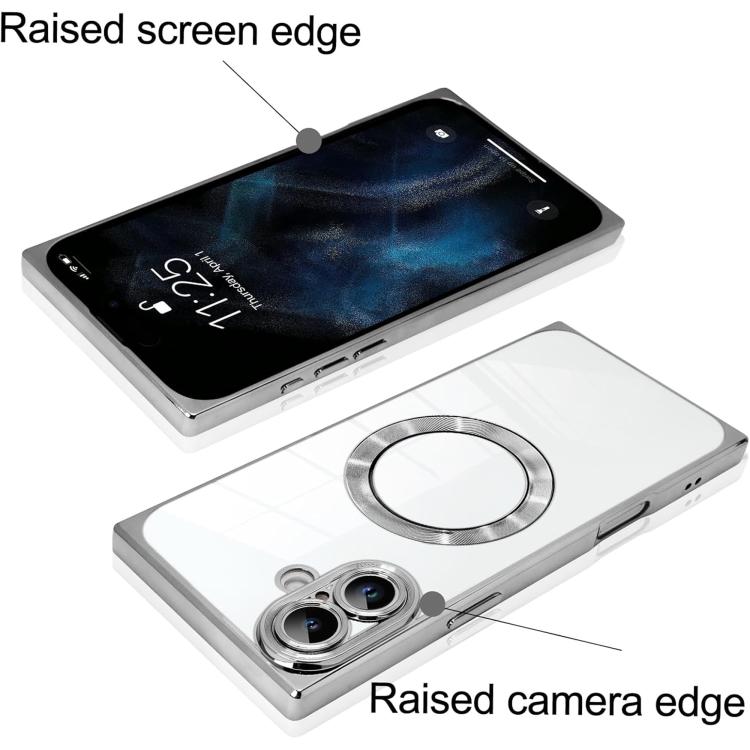 غطاء هاتف من TPU مع MagSafe بنمط قرص مضغوط مطلي كهربائياً وزوايا مربعة قائمة، لهواتف iPhone 16 Plus وiPhone 16 وiPhone 15 Pro Max وiPhone 15 Pro وiPhone 15 Plus وiPhone 15