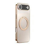 غطاء هاتف مطلي كهربائياً مع MagSafe وحامل دوار 360 درجة وغطاء عدسة، لهواتف iPhone 17 Pro Max وiPhone 17 Pro وiPhone 17 وiPhone Air وiPhone 16 Pro Max وiPhone 16 Pro