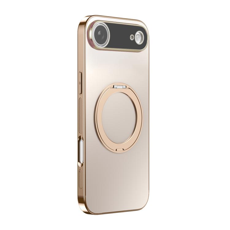 غطاء هاتف مطلي كهربائياً مع MagSafe وحامل دوار 360 درجة وغطاء عدسة، لهواتف iPhone 17 Pro Max وiPhone 17 Pro وiPhone 17 وiPhone Air وiPhone 16 Pro Max وiPhone 16 Pro