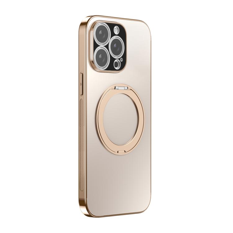 غطاء هاتف مطلي كهربائياً مع MagSafe وحامل دوار 360 درجة وغطاء عدسة، لهواتف iPhone 17 Pro Max وiPhone 17 Pro وiPhone 17 وiPhone Air وiPhone 16 Pro Max وiPhone 16 Pro