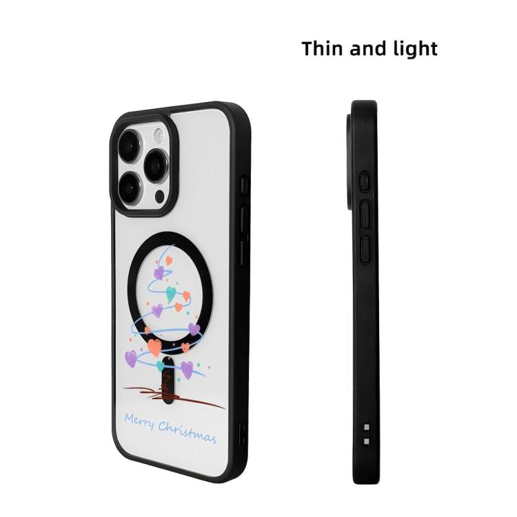 غطاء هاتف بطبقة سوداء مطلية مغناطيسية قوية من سلسلة عيد الميلاد، لهواتف iPhone 15 Pro Max، iPhone 15 Pro
