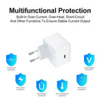 شاحن A3365 PD40W USB-C / Type-C مع كابل بيانات Type-C إلى Type-C، قابس الاتحاد الأوروبي، قابس الاتحاد الأوروبي + كابل Type-C بطول 1 متر، قابس الاتحاد الأوروبي + كابل Type-C بطول 2 متر