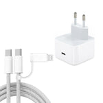 شاحن A3365 PD40W بمنفذ USB-C / Type-C مع كابل بيانات Type-C إلى Type-C / 8 دبوس، قابس أوروبي + كابل 2 في 1 بطول 1 متر