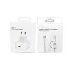 شاحن A3365 PD40W بمنفذ USB-C / Type-C مع كابل بيانات Type-C إلى Type-C / 8 دبوس، قابس أوروبي + كابل 2 في 1 بطول 1 متر