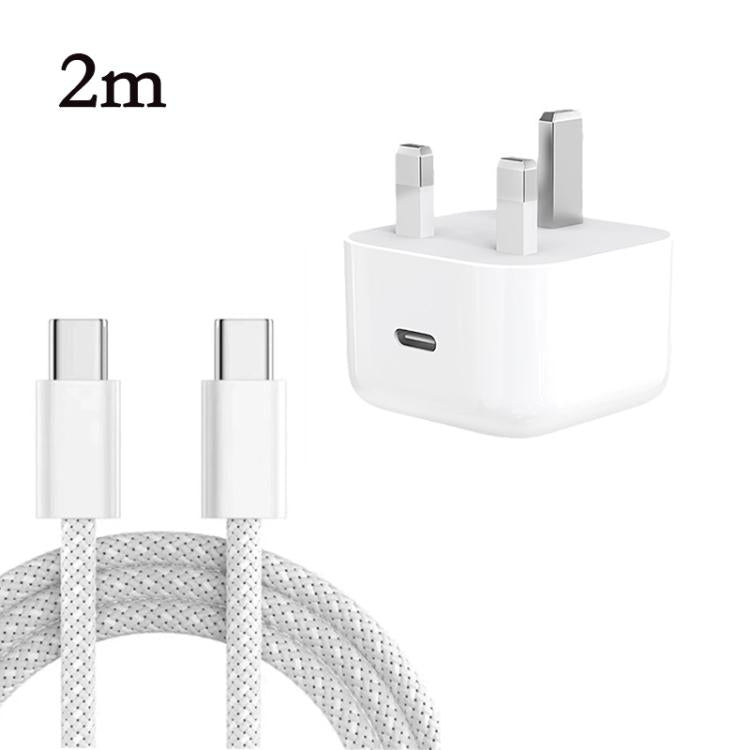A3365 PD40W USB-C / Type-C Charger with Type-C to Type-C Data Cable, UK Plug, UK Plug + 1m Type-C Cable, UK Plug + 2m Type-C Cable