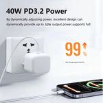 شاحن A3365 PD40W USB-C / Type-C مع كابل بيانات Type-C إلى Type-C، قابس المملكة المتحدة، قابس المملكة المتحدة + كابل Type-C بطول 1 متر، قابس المملكة المتحدة + كابل Type-C بطول 2 متر