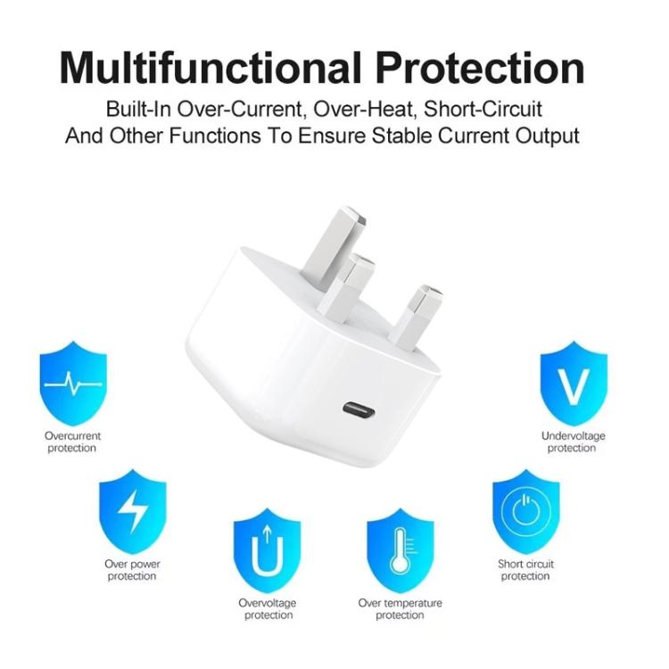 شاحن A3365 PD40W USB-C / Type-C مع كابل بيانات Type-C إلى Type-C، قابس المملكة المتحدة، قابس المملكة المتحدة + كابل Type-C بطول 1 متر، قابس المملكة المتحدة + كابل Type-C بطول 2 متر