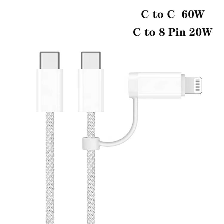 شاحن A3365 PD40W بمنفذ USB-C / Type-C مع كابل بيانات Type-C إلى Type-C / 8 دبوس، قابس بريطاني + كابل 2 في 1 بطول 1 متر