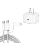 شاحن A3365 PD40W بمنفذ USB-C / Type-C مع كابل بيانات Type-C إلى Type-C / 8 دبوس، قابس أمريكي + كابل 2 في 1 بطول 1 متر