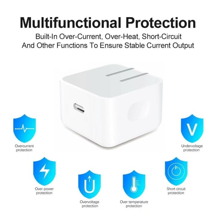 شاحن A3365 PD40W بمنفذ USB-C / Type-C مع كابل بيانات Type-C إلى Type-C / 8 دبوس، قابس أمريكي + كابل 2 في 1 بطول 1 متر