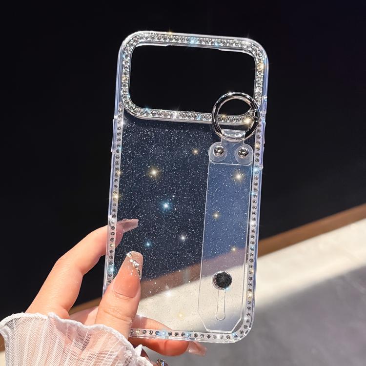 غطاء هاتف بحامل سوار لامع مرصع بالكريستال، لهاتف iPhone 17 Pro Max