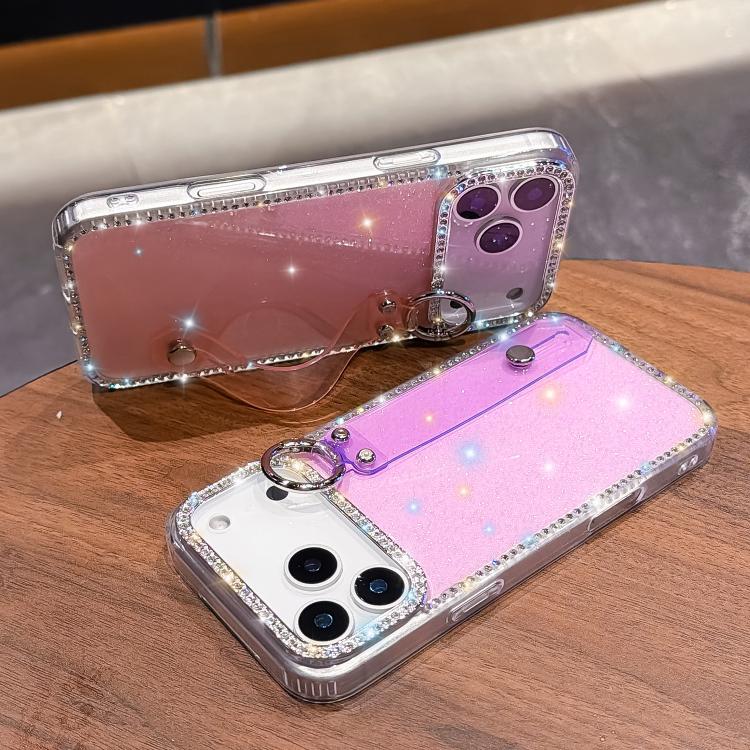Rhinestone Glitter Wristband Holder Phone Case, For iPhone 17 Pro Max