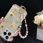 Elegant Gourd Bamboo Jade Beaded Phone Chain, Pink, White, Green
