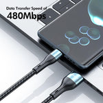 كابل شحن سريع ENKAY 3 في 1 بقوة 120 واط USB إلى 8 دبابيس / Type-C / Micro USB مضفر من النايلون، الطول: 1.2 متر، ENK-CB184
