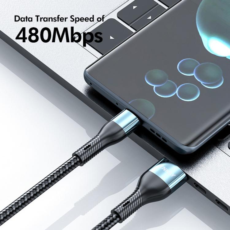 كابل شحن سريع ENKAY 3 في 1 بقوة 120 واط USB إلى 8 دبابيس / Type-C / Micro USB مضفر من النايلون، الطول: 1.2 متر، ENK-CB184
