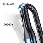 كابل شحن سريع ENKAY 3 في 1 بقوة 120 واط USB إلى 8 دبابيس / Type-C / Micro USB مضفر من النايلون، الطول: 1.2 متر، ENK-CB184