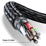 كابل شحن سريع ENKAY 3 في 1 بقوة 120 واط USB إلى 8 دبابيس / Type-C / Micro USB مضفر من النايلون، الطول: 1.2 متر، ENK-CB184